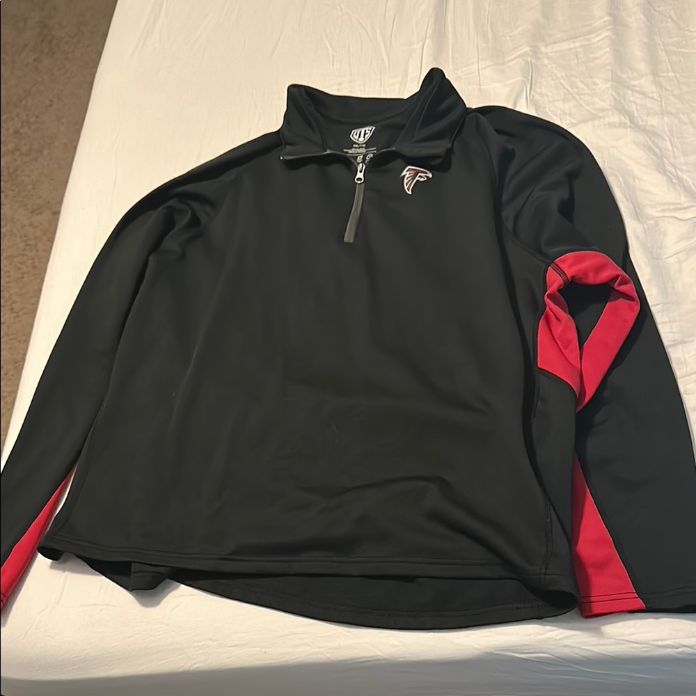 DC Black and Red Lightweight Shirt Jacket with Chevron Design ATLANTA FALCONS